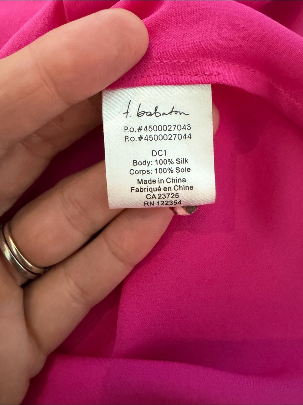 Aritzia Babaton Aritzia 100% Silk Blouse Magenta Pink SZ M - Picture 7 of 7